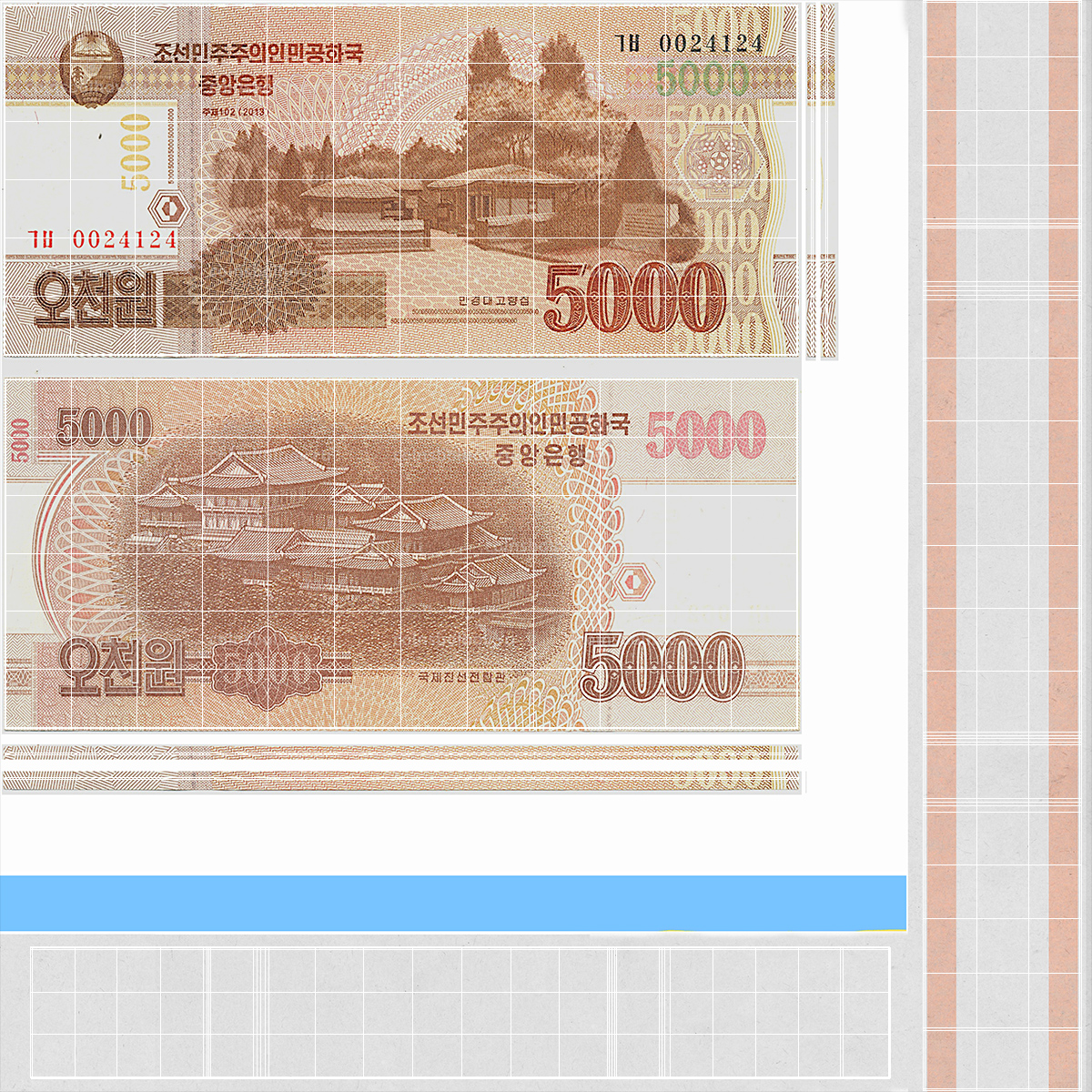 3D model North Korea 5000 Won Banknotes 2013 Pack