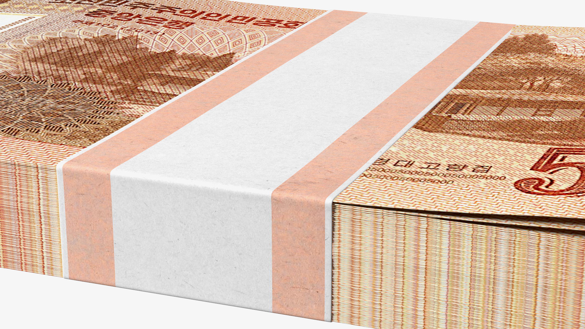 3D model North Korea 5000 Won Banknotes 2013 Pack