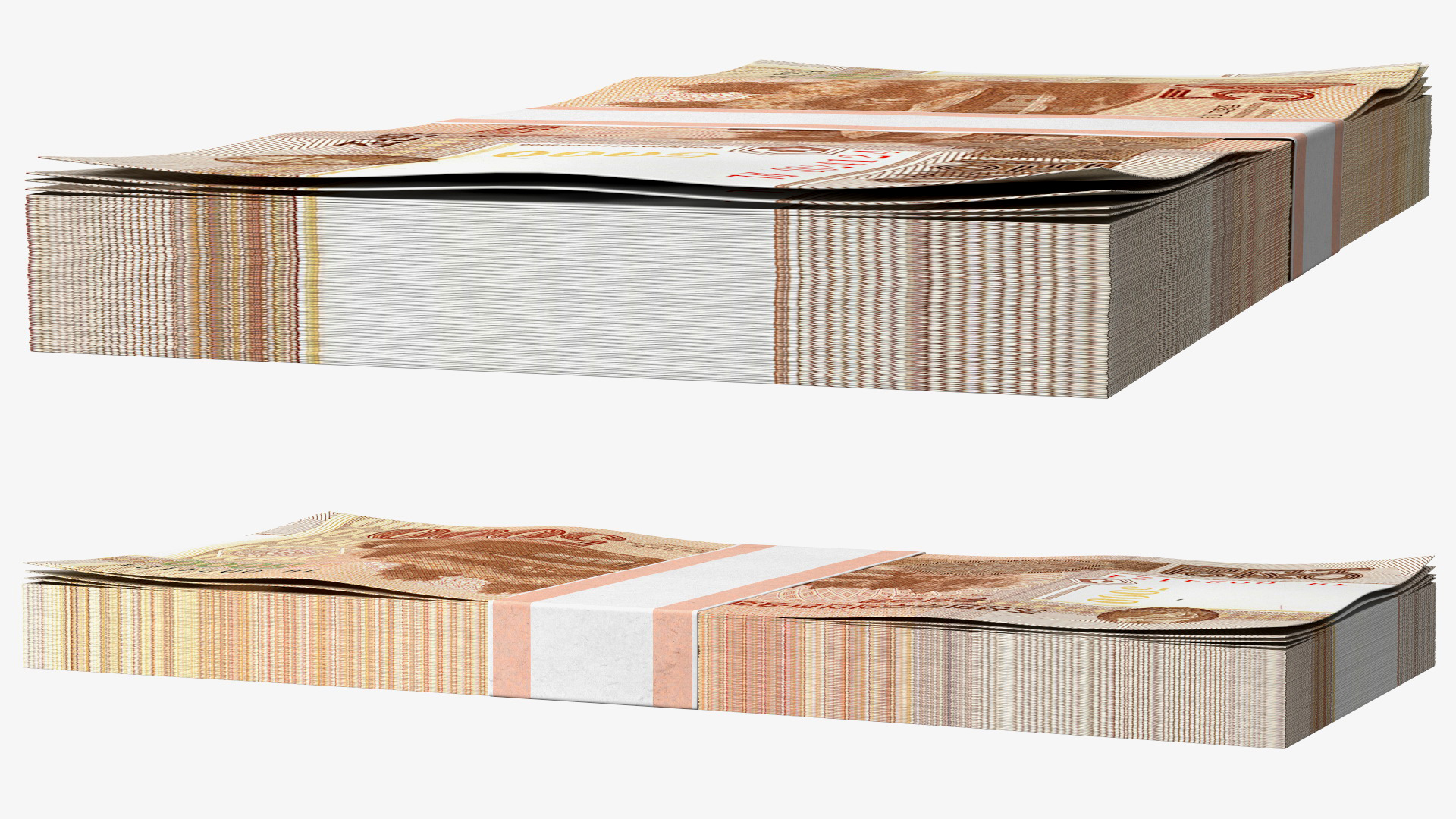 3D model North Korea 5000 Won Banknotes 2013 Pack