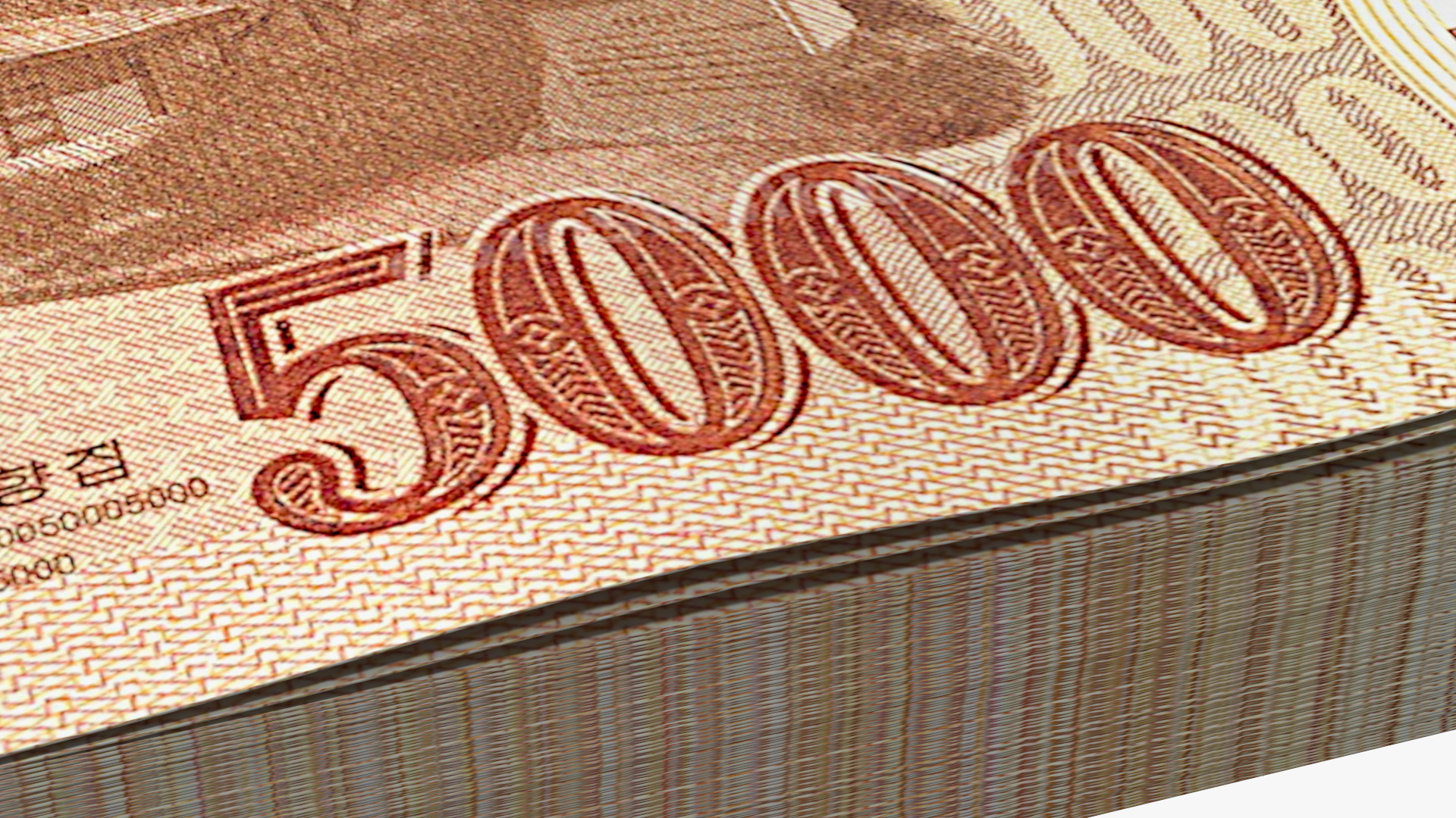 3D model North Korea 5000 Won Banknotes 2013 Pack