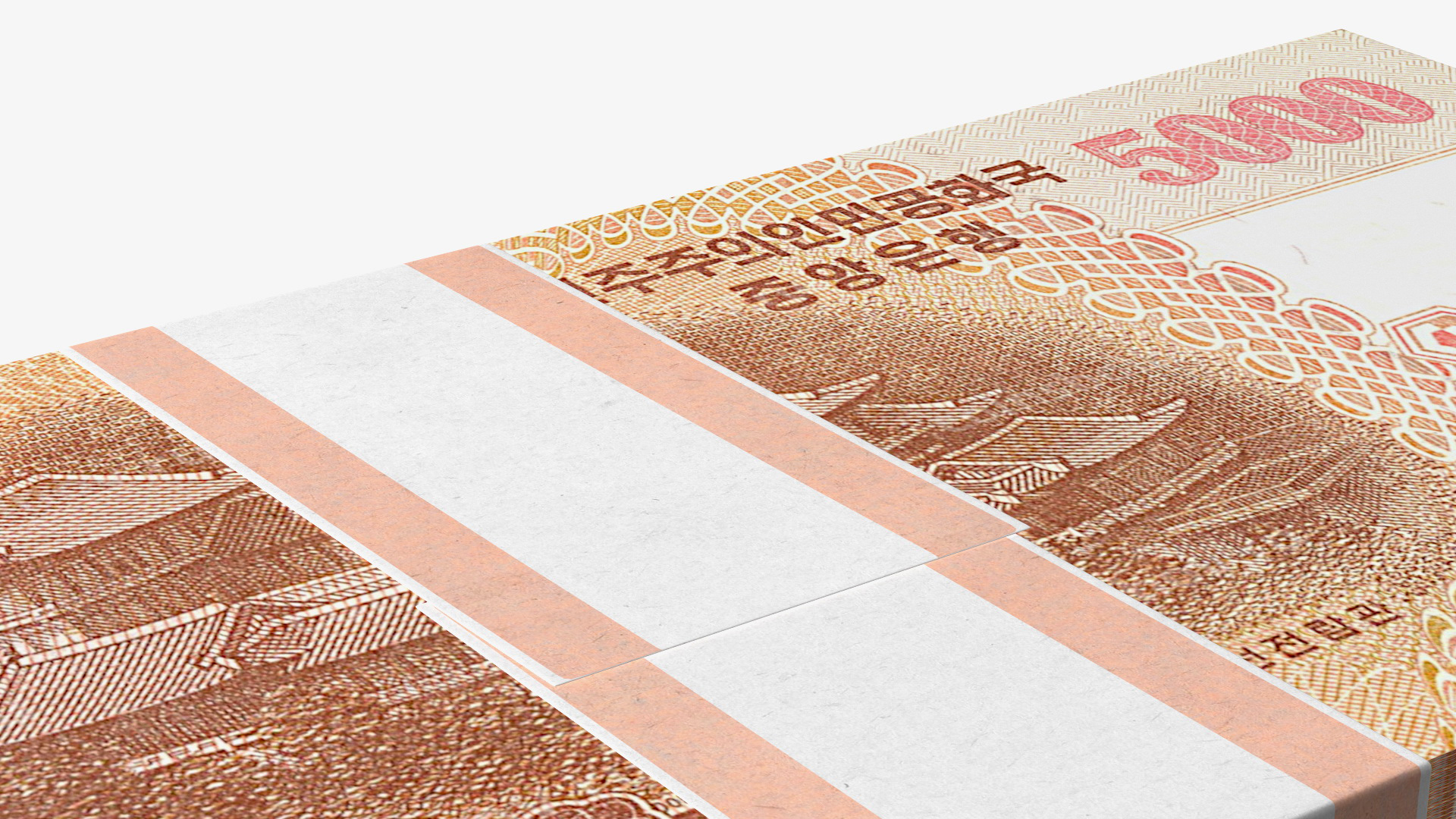 3D model North Korea 5000 Won Banknotes 2013 Pack