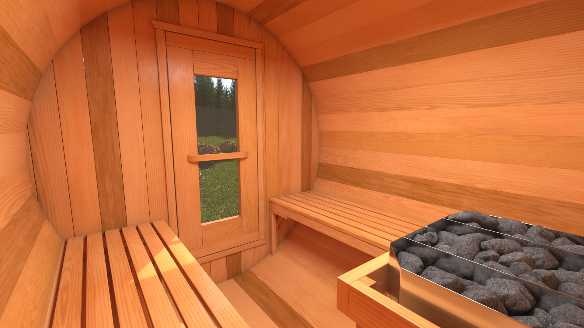 Wooden Barrel Outdoor Sauna 3D