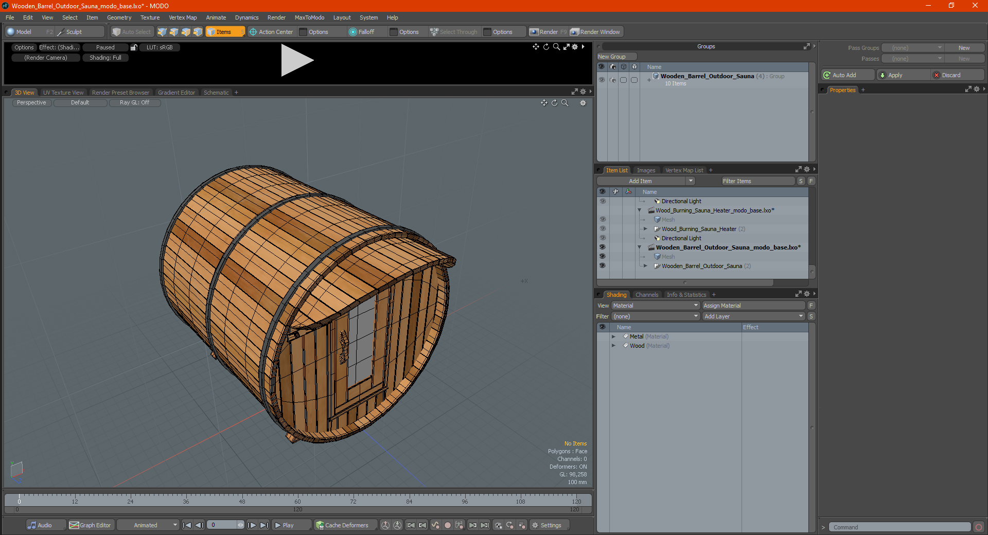 Wooden Barrel Outdoor Sauna 3D