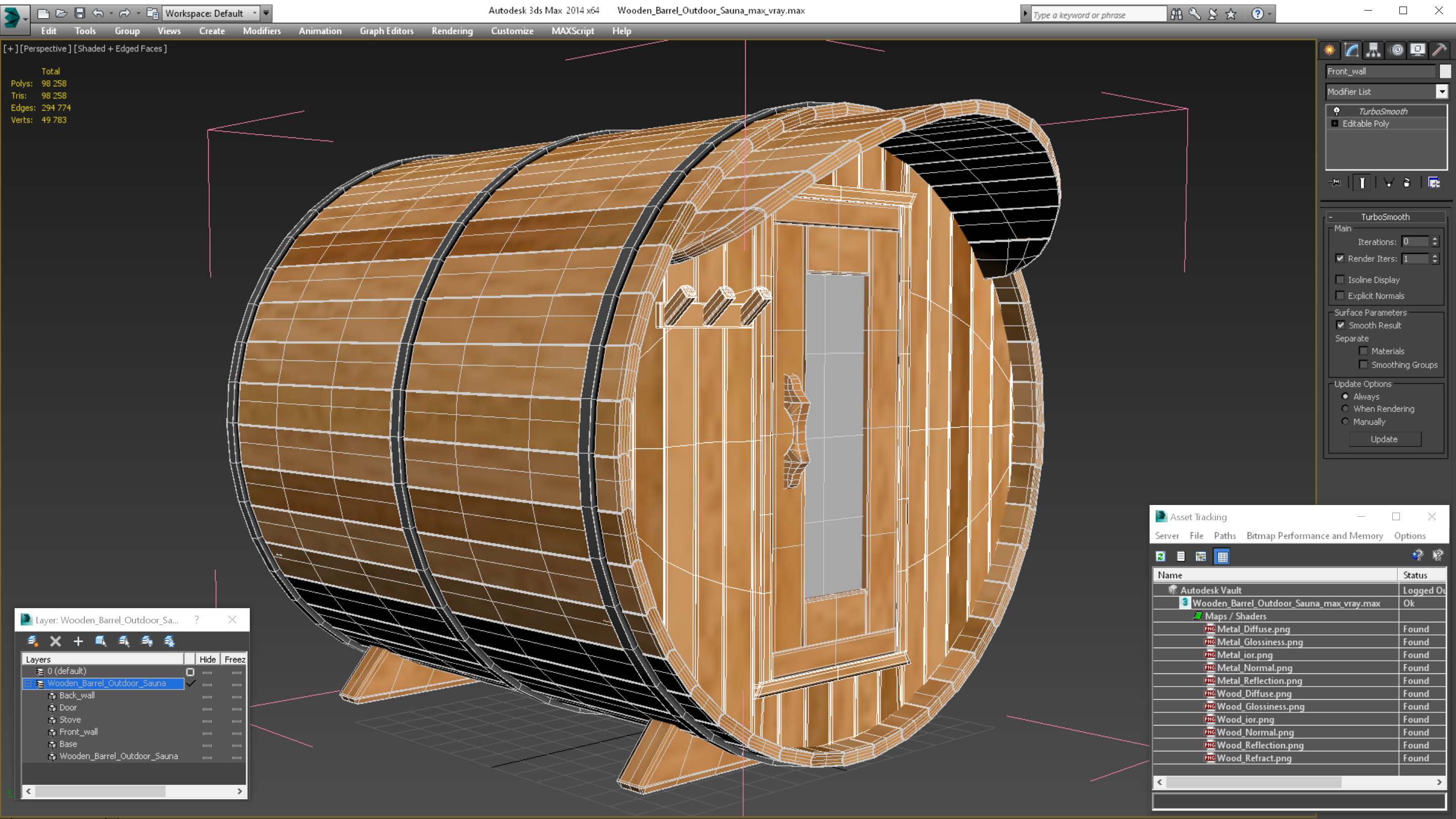 Wooden Barrel Outdoor Sauna 3D