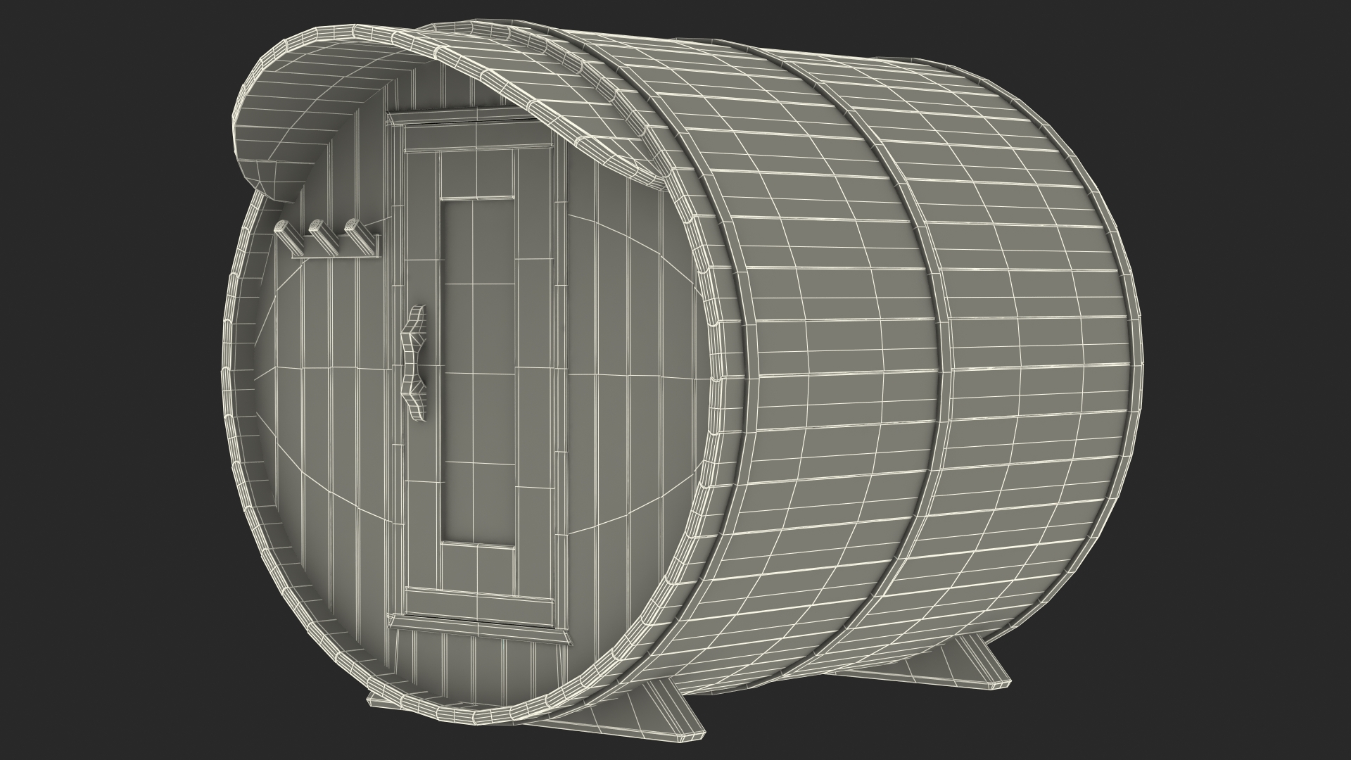 Wooden Barrel Outdoor Sauna 3D