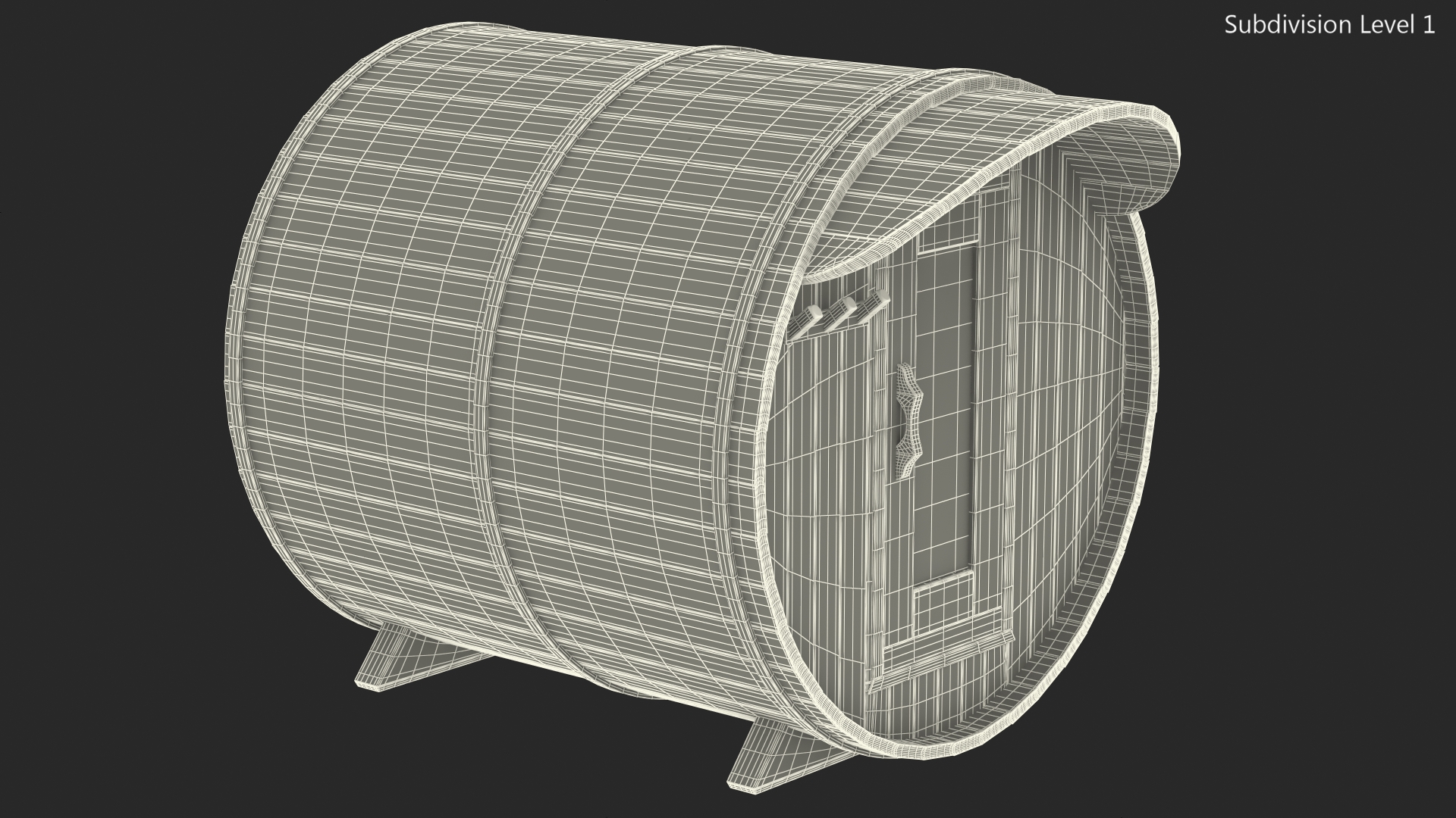 Wooden Barrel Outdoor Sauna 3D
