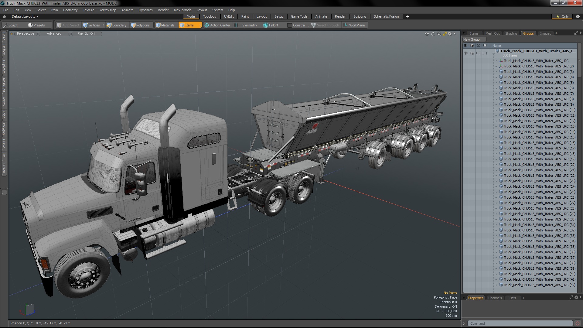 3D Truck Mack CHU613 With Trailer ABS LRC model