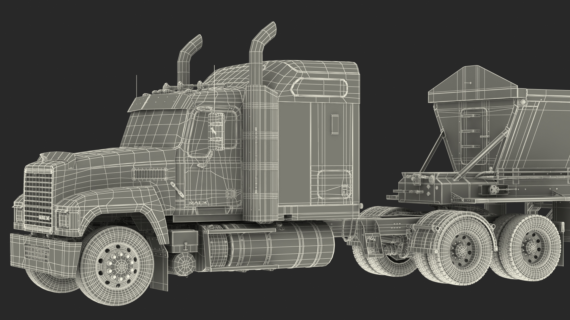 3D Truck Mack CHU613 With Trailer ABS LRC model