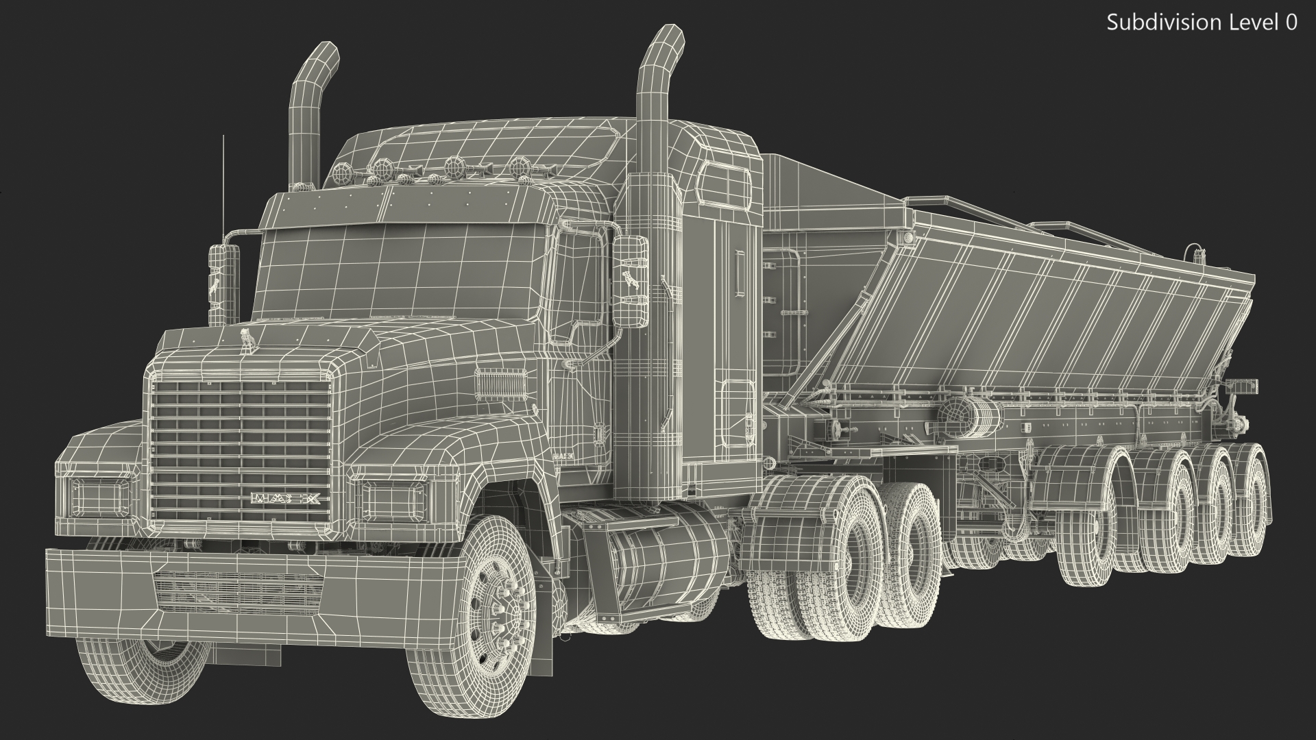 3D Truck Mack CHU613 With Trailer ABS LRC model