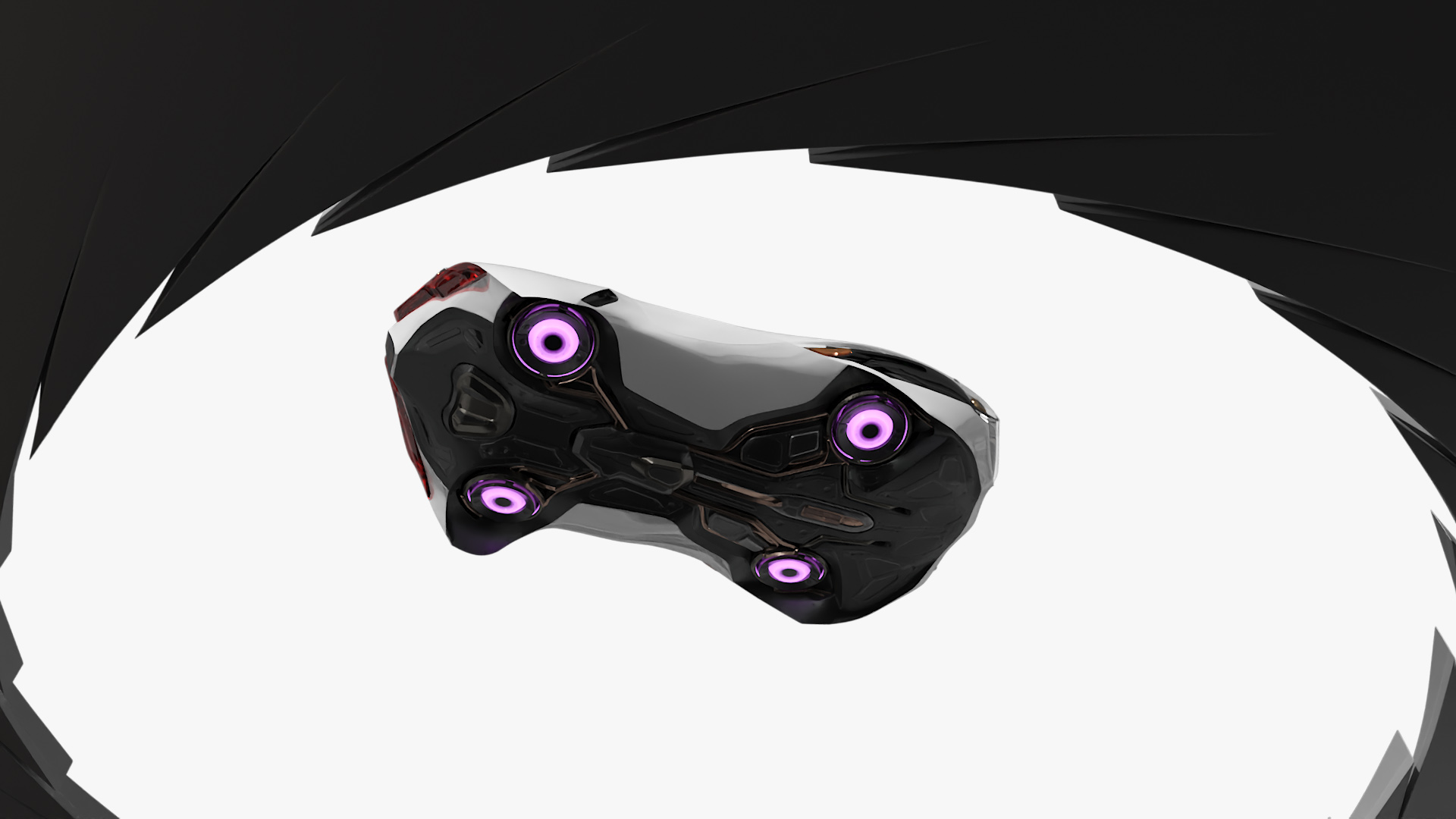 Air Port with Landing Pad and Futuristic Urban Flying Car Rigged 3D model