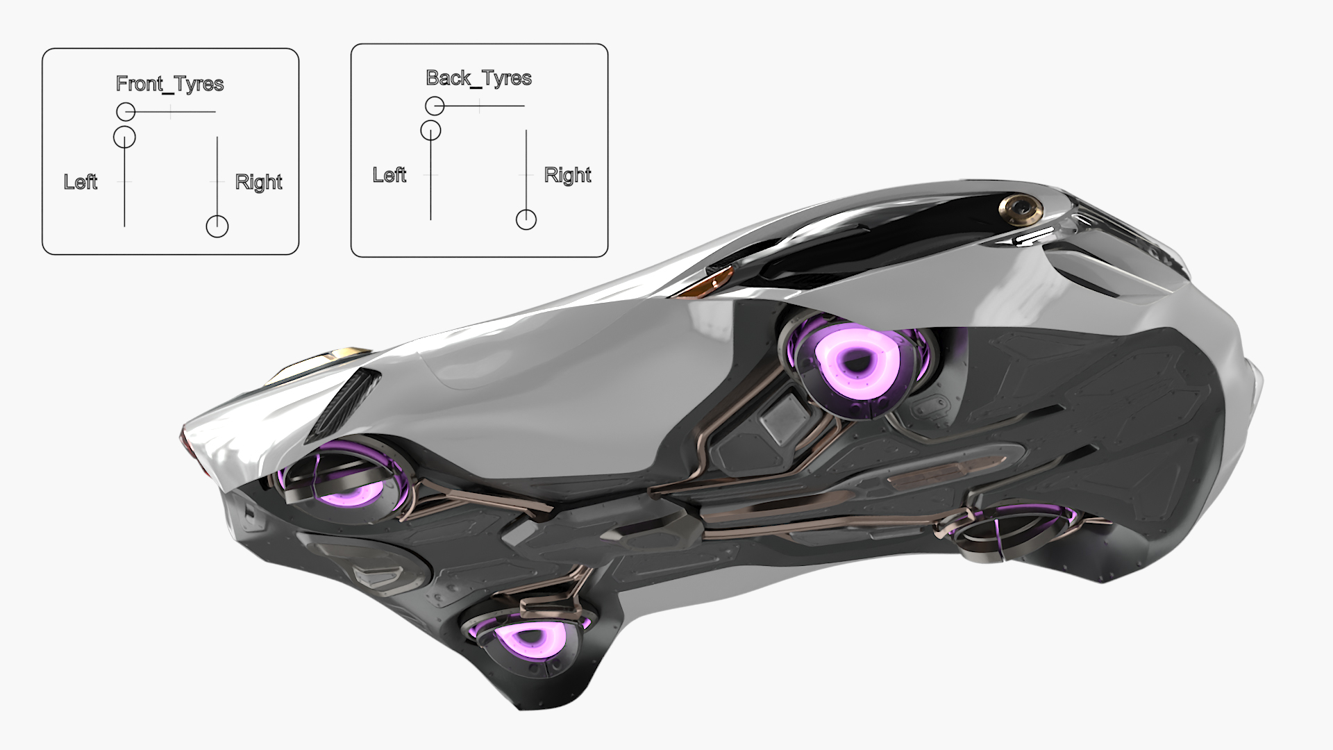 Air Port with Landing Pad and Futuristic Urban Flying Car Rigged 3D model