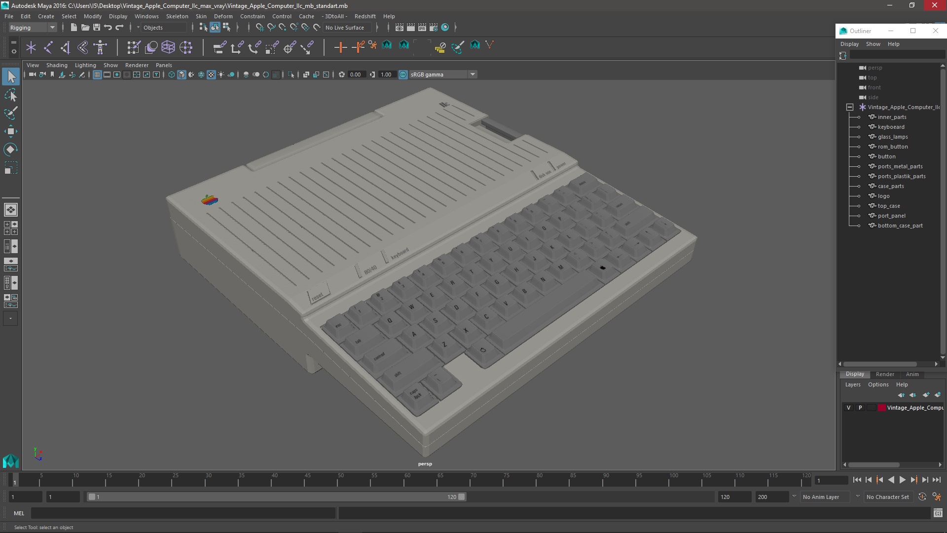 3D Vintage Apple Computer IIc