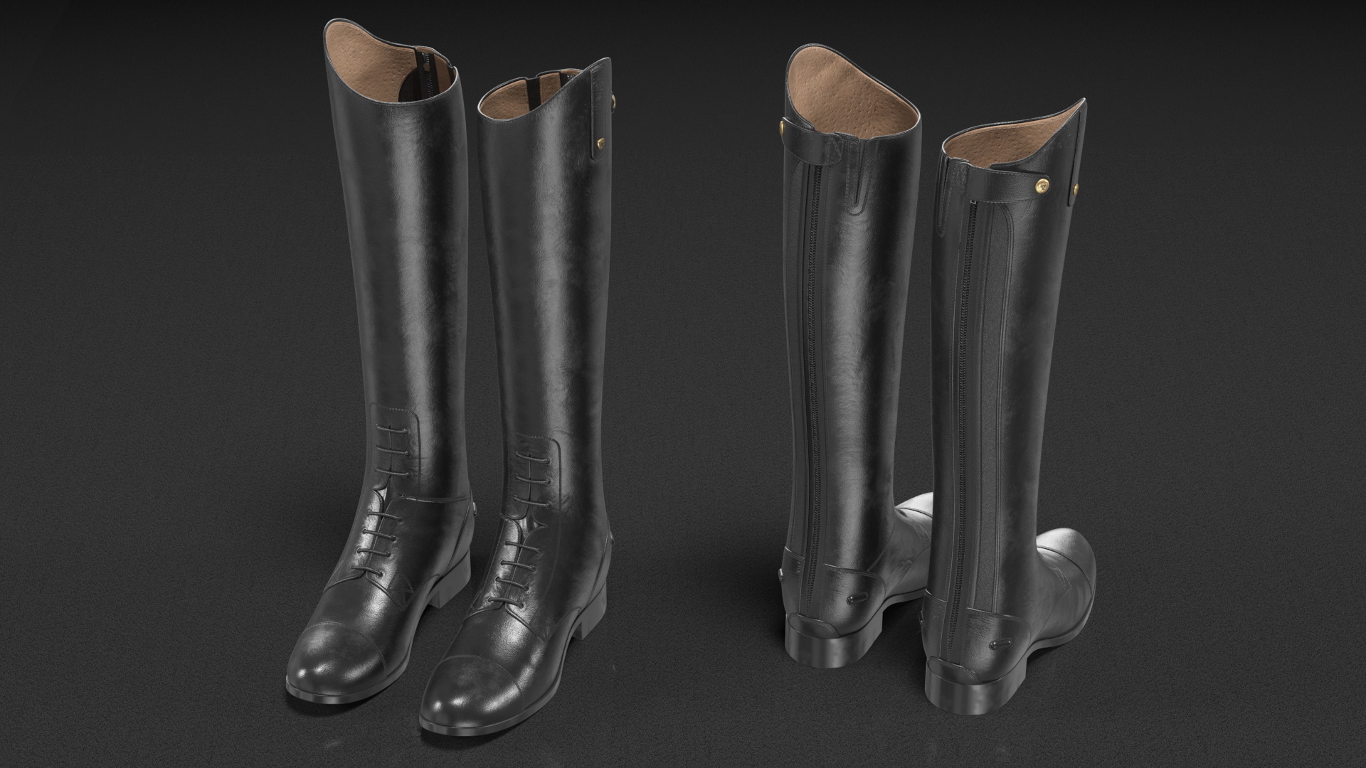 Horse Riding Boots Black 3D model
