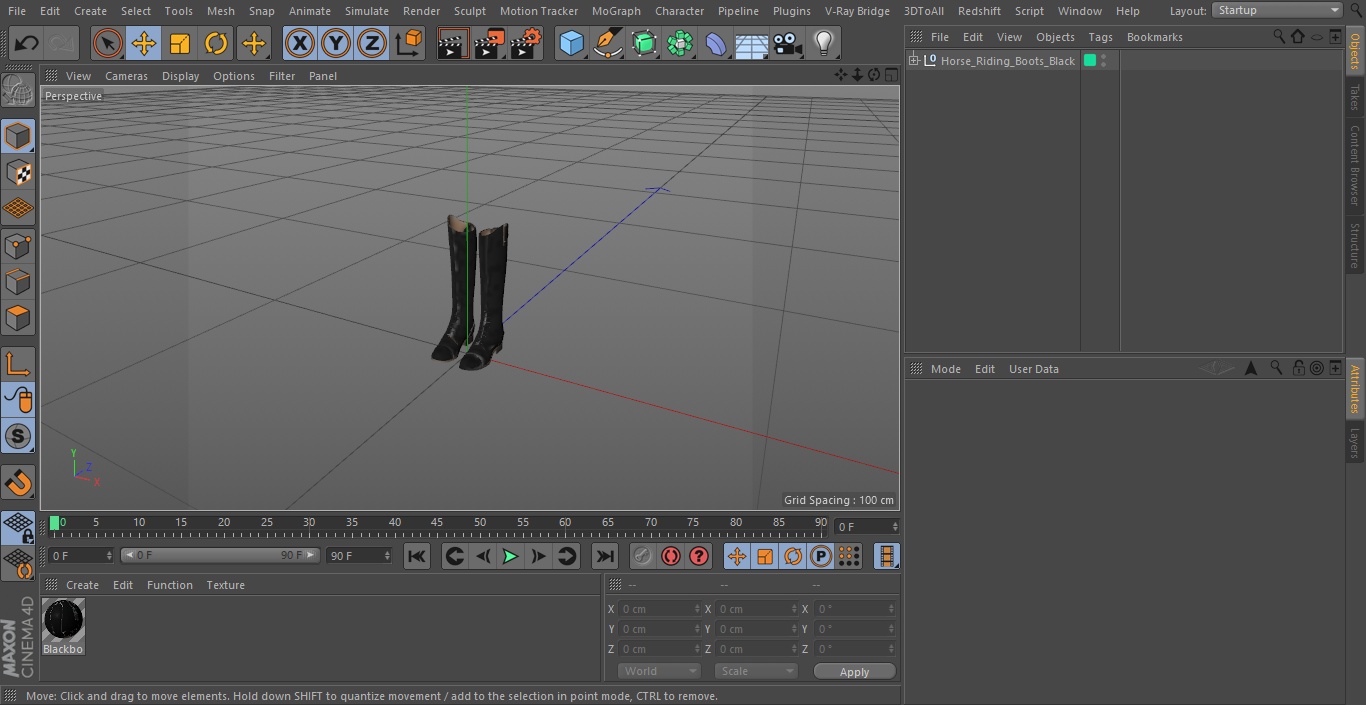 Horse Riding Boots Black 3D model