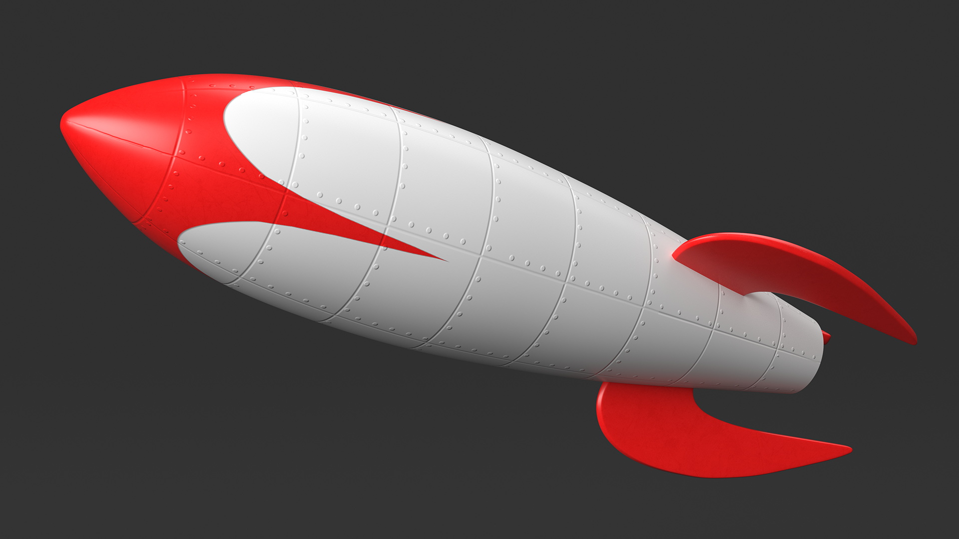 3D Vintage Space Rocket White