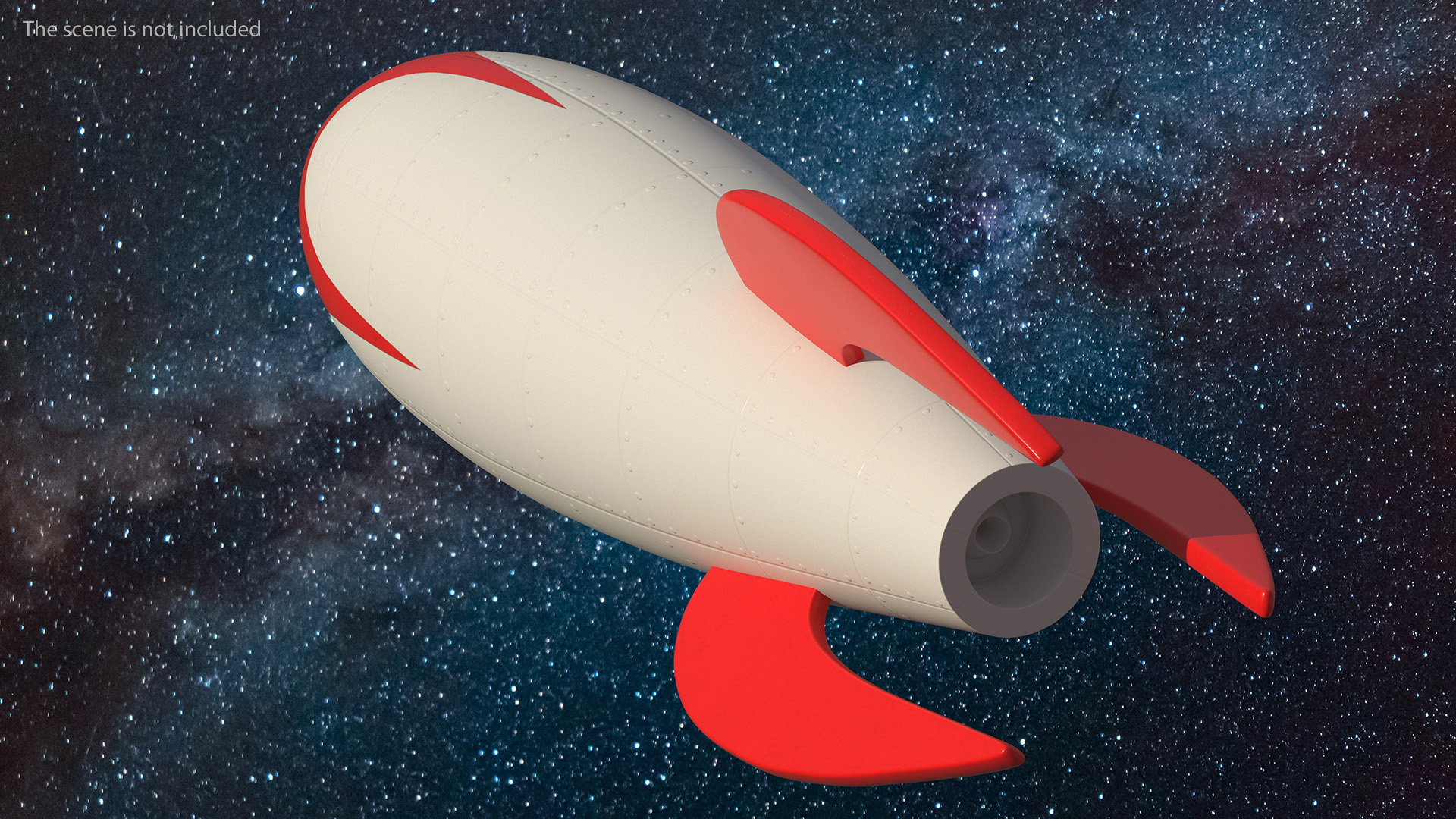 3D Vintage Space Rocket White
