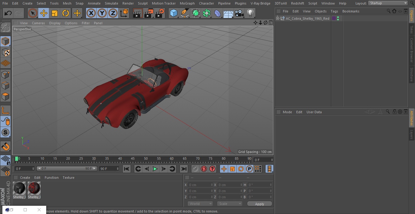 AC Cobra Shelby 1965 Red 3D model