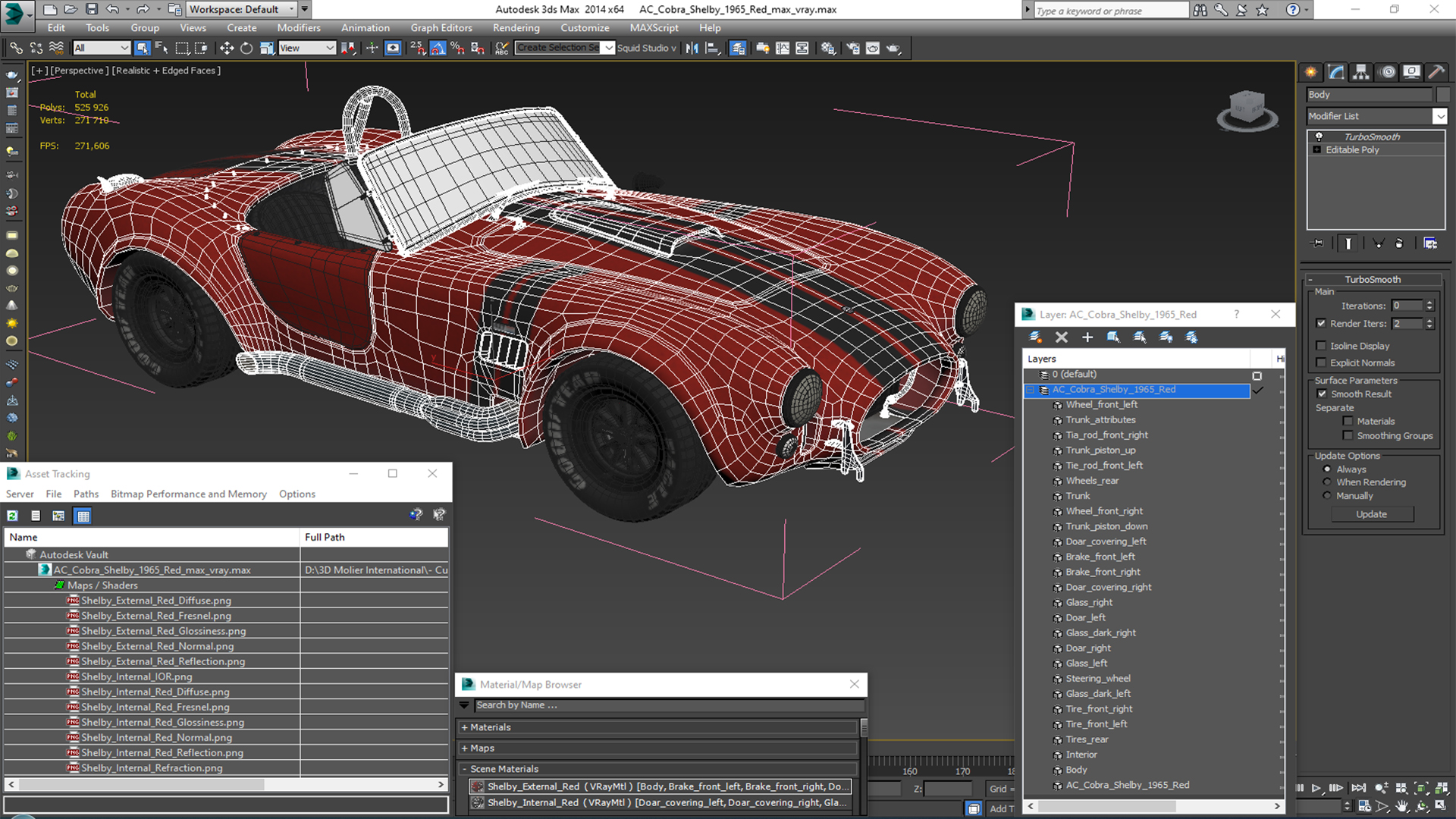 AC Cobra Shelby 1965 Red 3D model