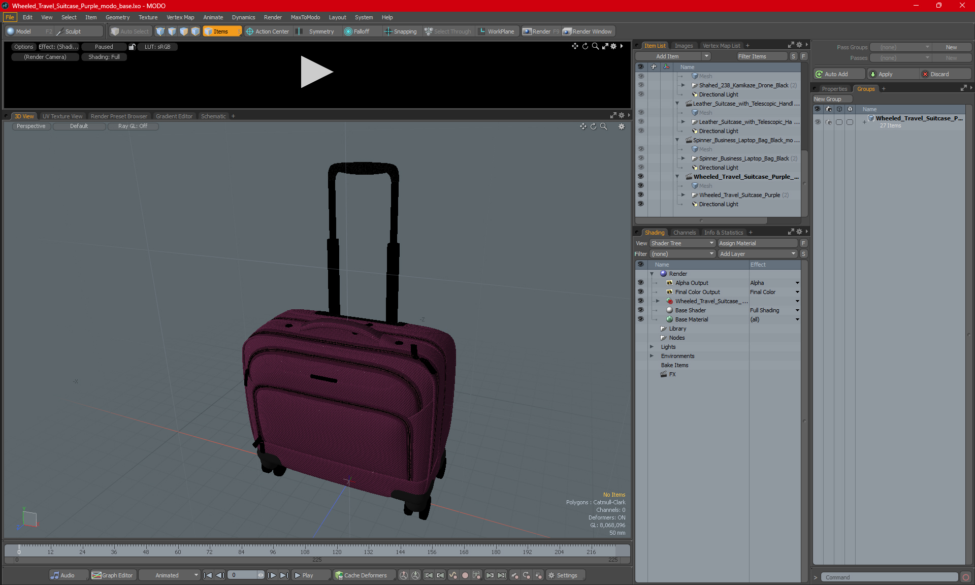 3D model Wheeled Travel Suitcase Purple