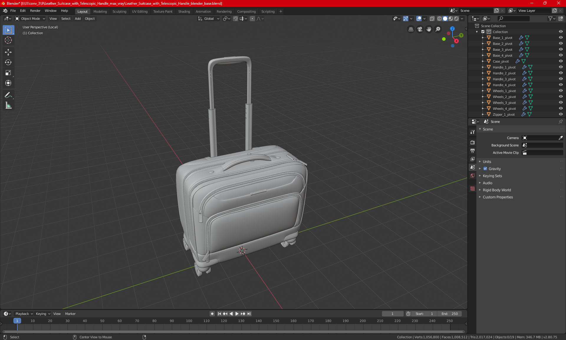 3D model Wheeled Travel Suitcase Purple