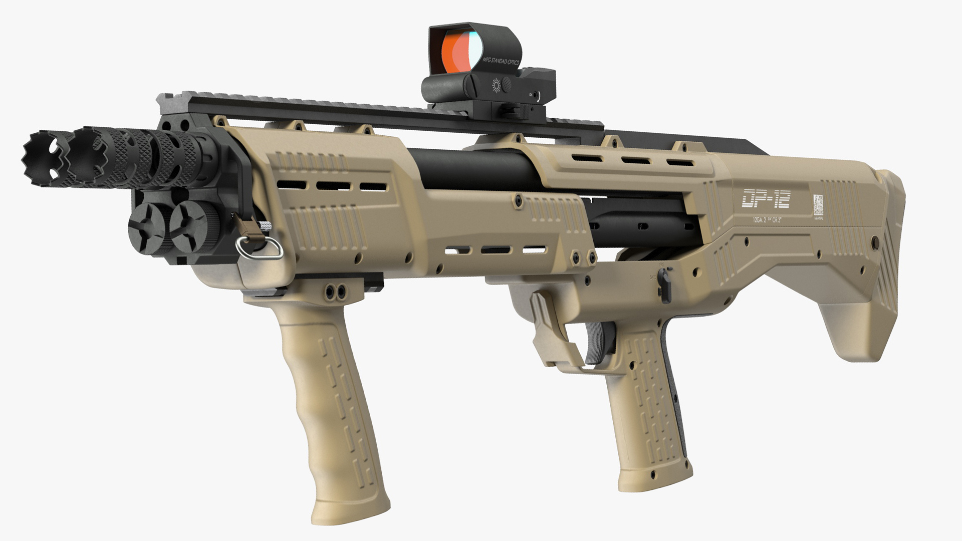 Flat Dark Earth MFG 12 Gauge Pump Rigged for Maya 3D model