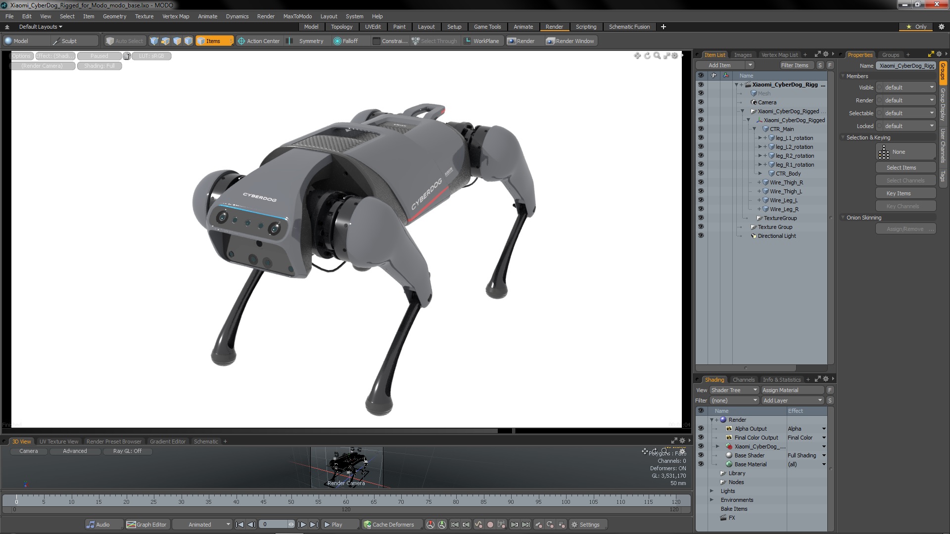 3D Xiaomi Cyberdog Rigged for Modo