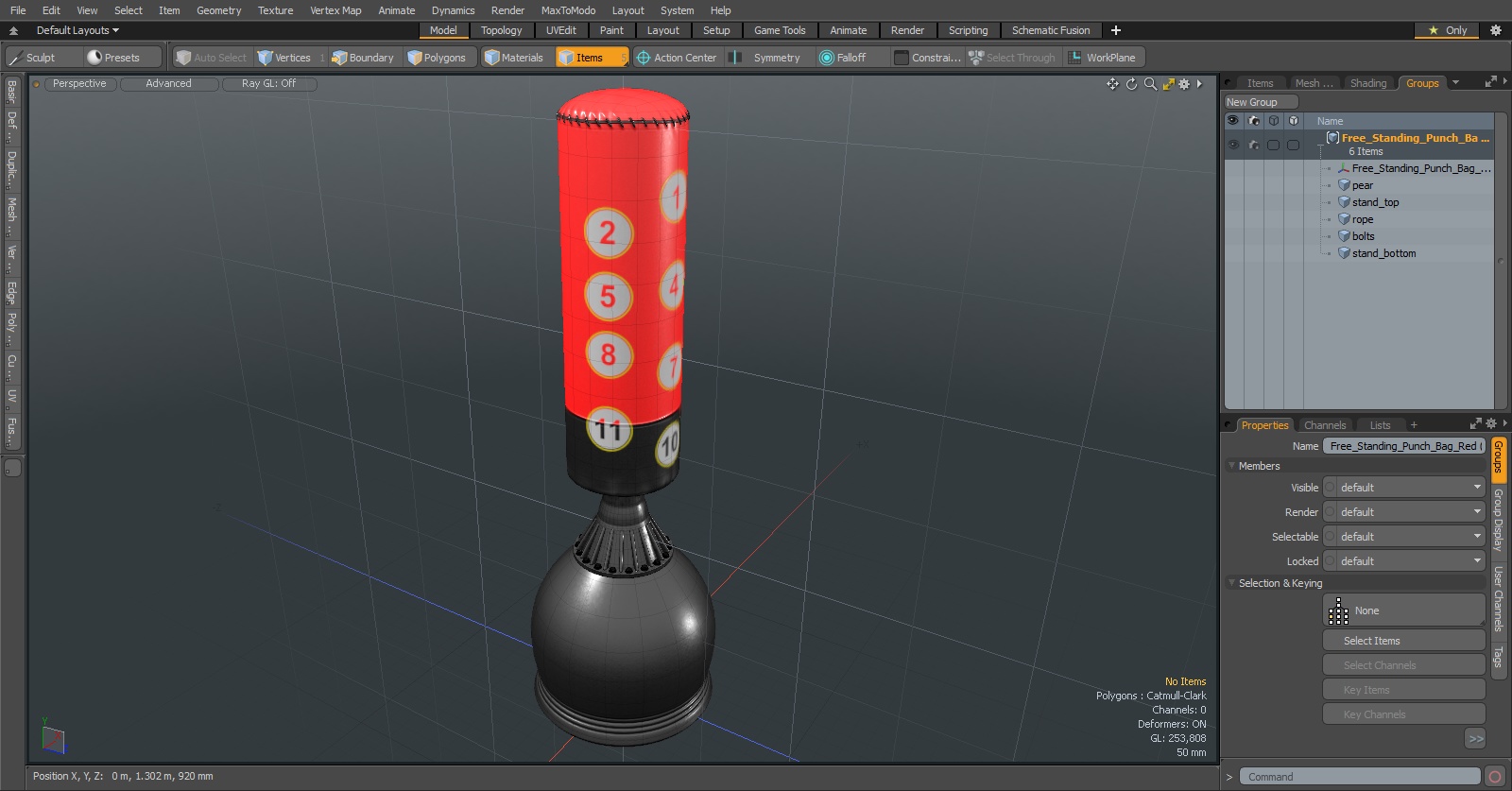 Free Standing Punch Bag Red 3D