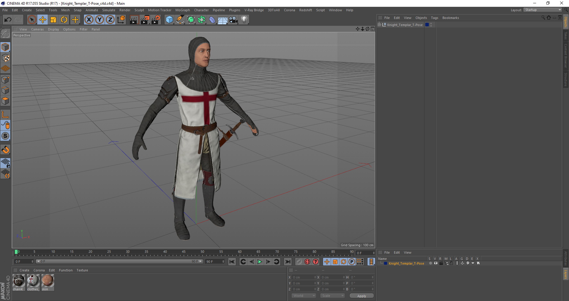 3D Knight Templar T-Pose