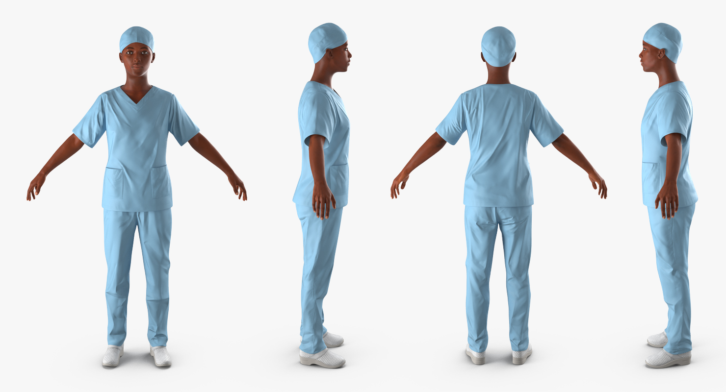 African American Female Doctor Rigged 3D
