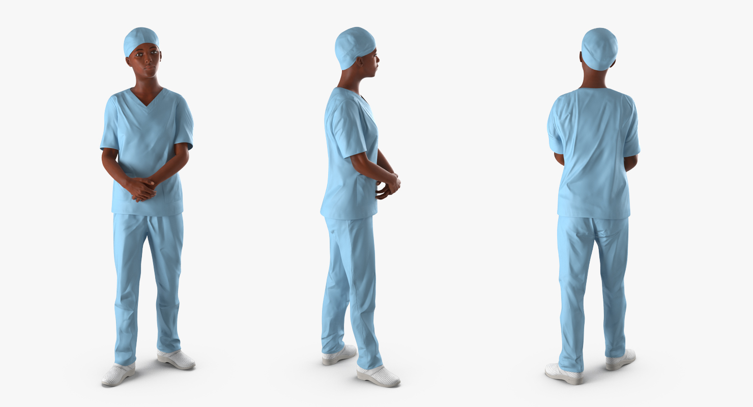 African American Female Doctor Rigged 3D