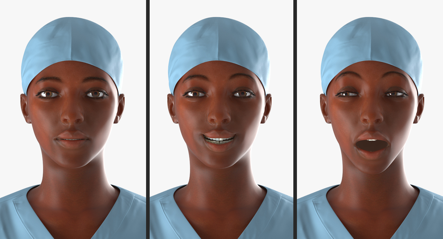 African American Female Doctor Rigged 3D