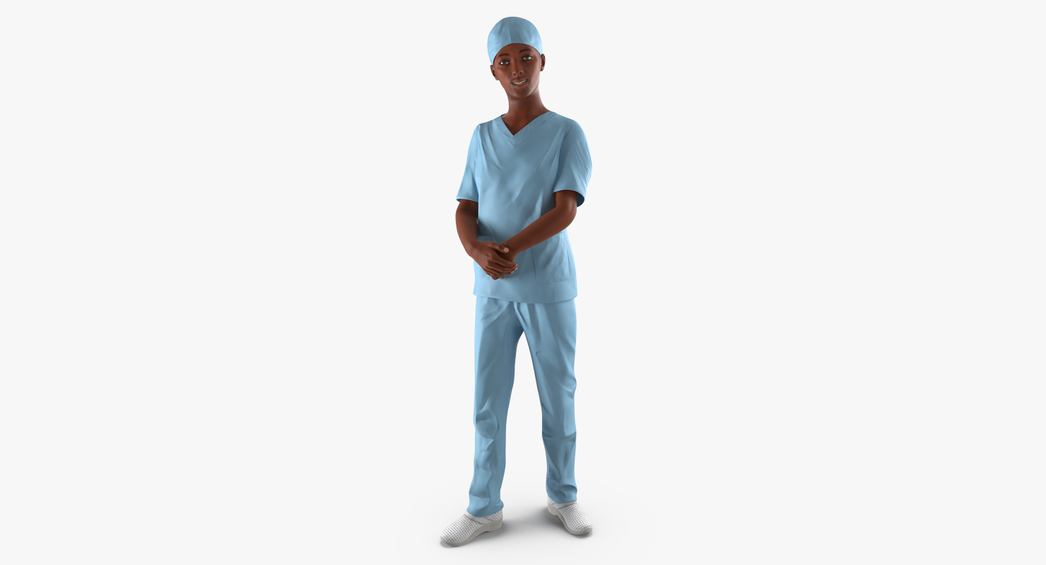 African American Female Doctor Rigged 3D