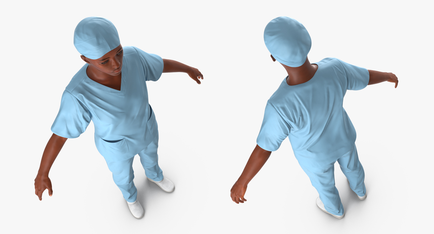 African American Female Doctor Rigged 3D