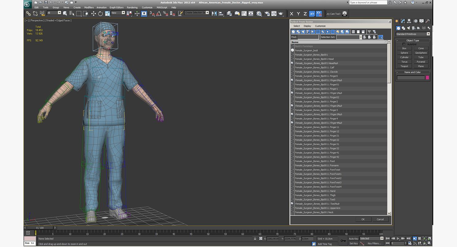 African American Female Doctor Rigged 3D