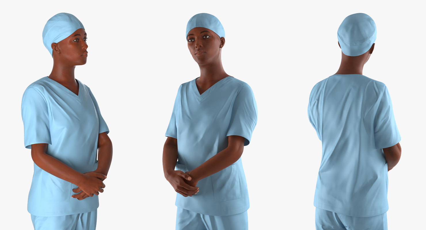 African American Female Doctor Rigged 3D