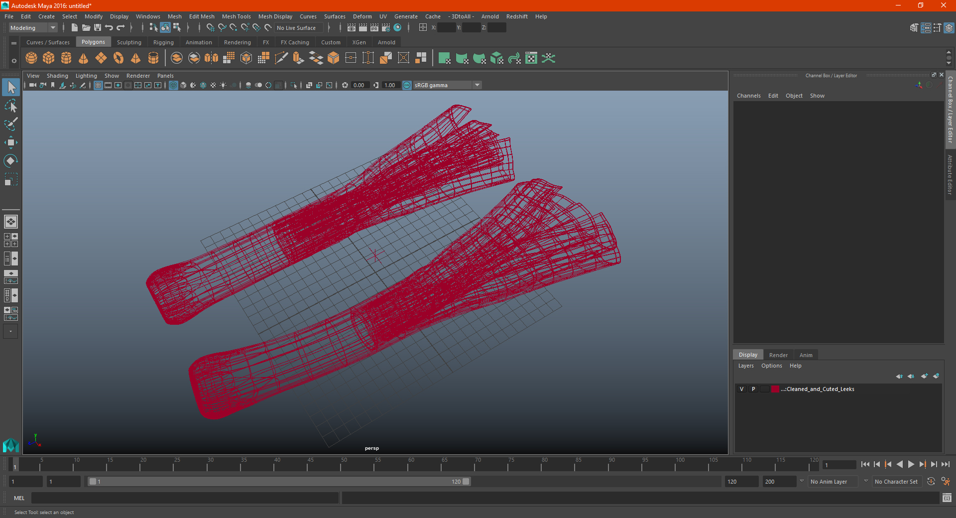 3D Cleaned and Cuted Leeks model