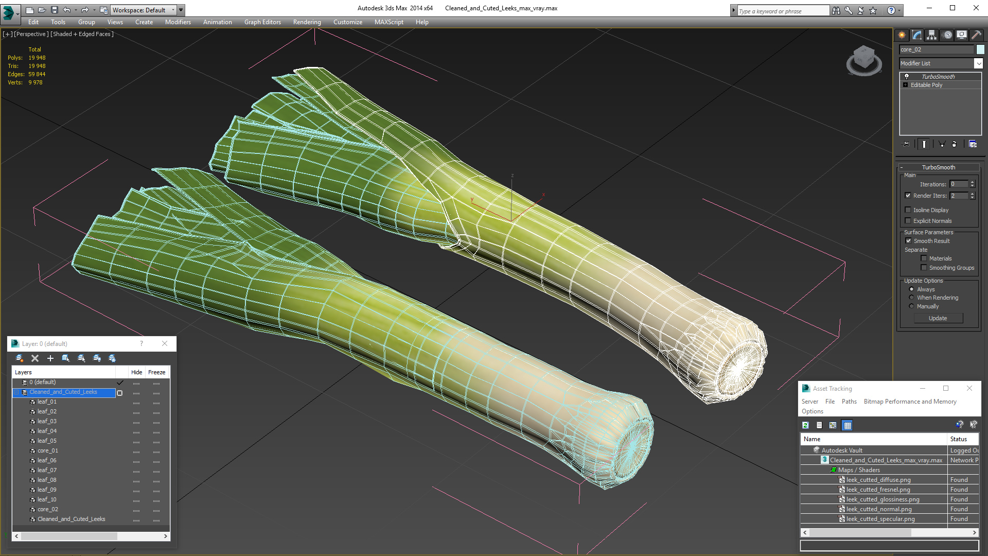 3D Cleaned and Cuted Leeks model