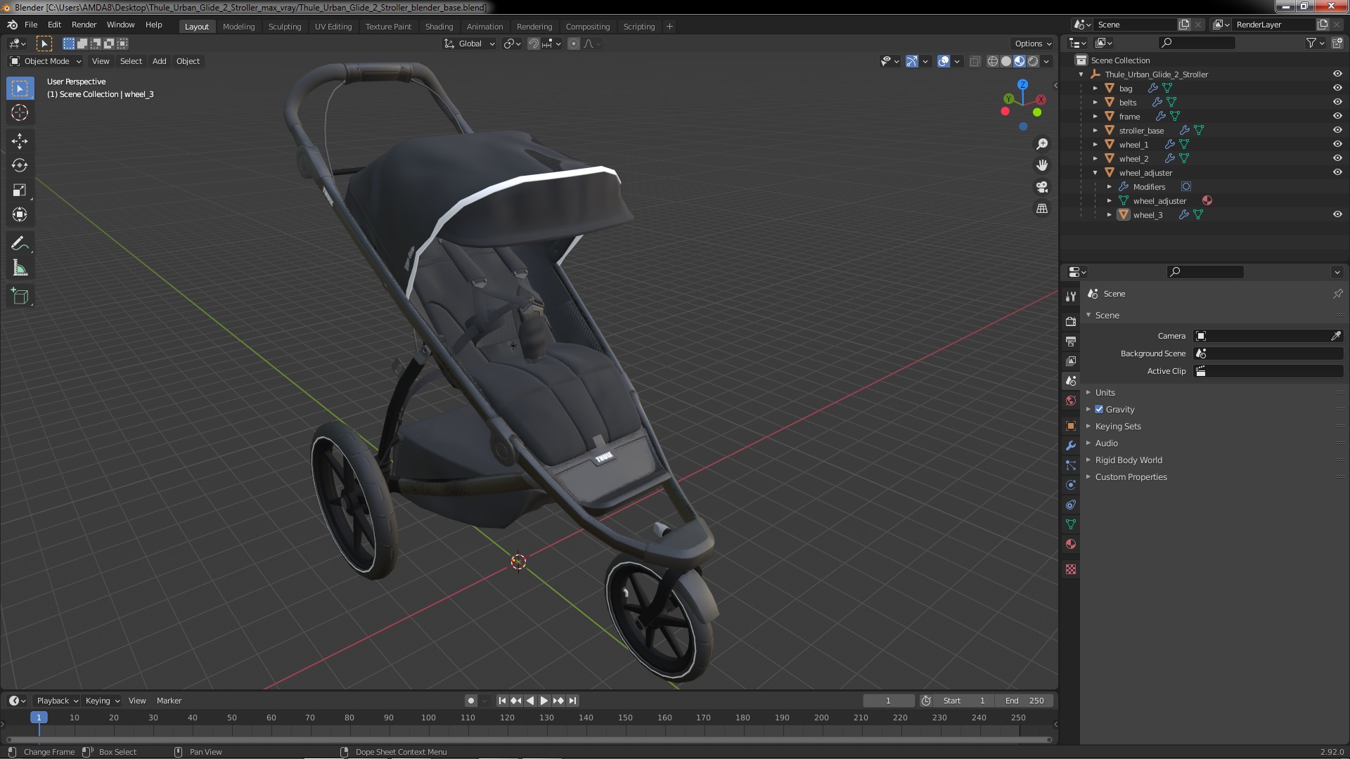 3D Thule Urban Glide 2 Stroller model