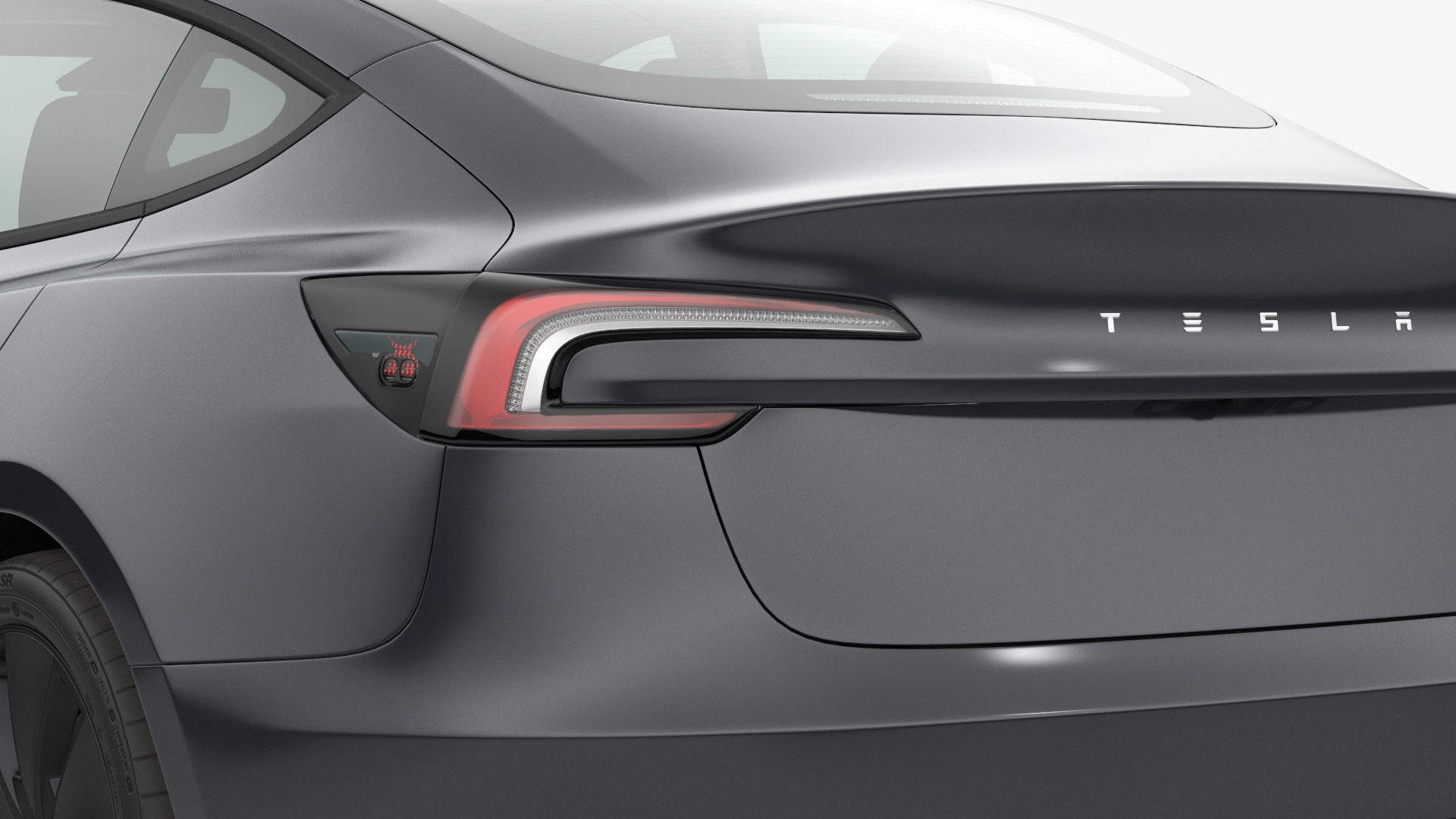 Tesla Model 3 2024 Stealth Grey Rigged for Cinema 4D 3D