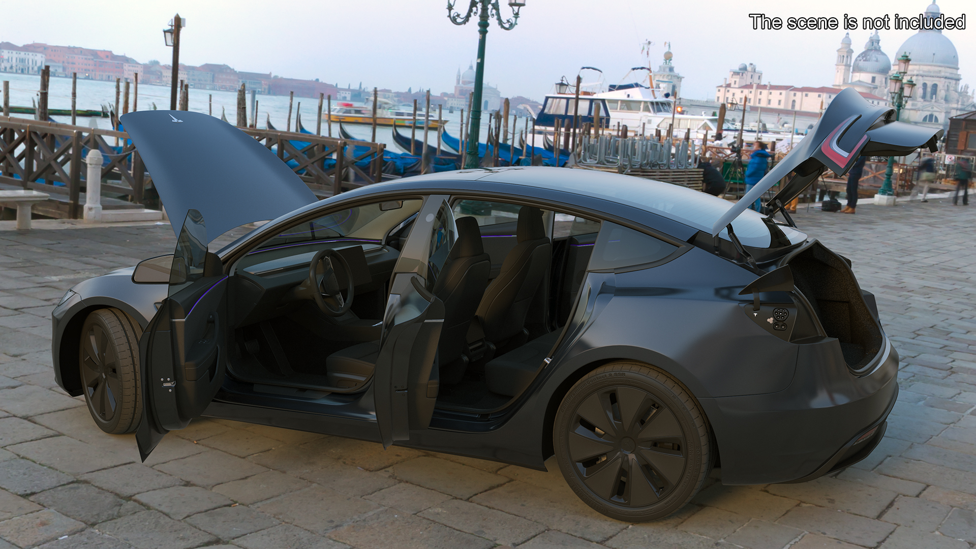 Tesla Model 3 2024 Stealth Grey Rigged for Cinema 4D 3D