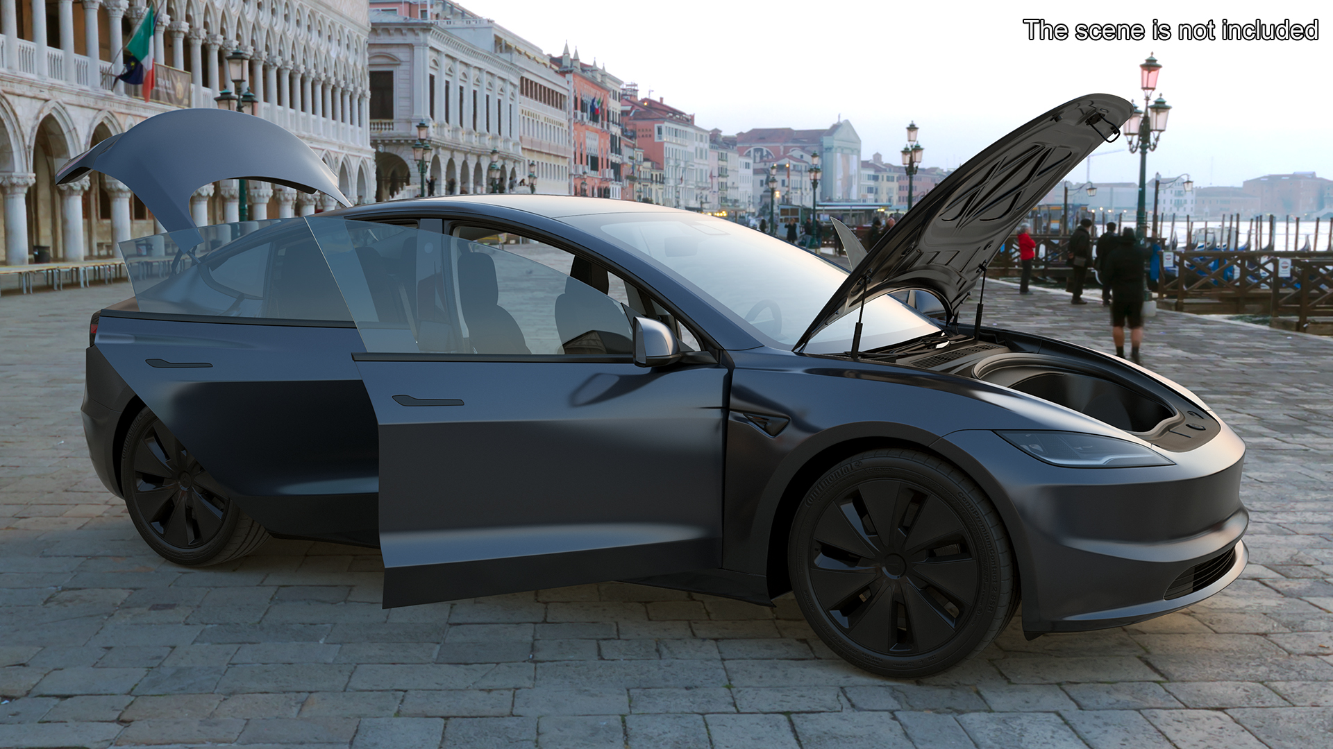 Tesla Model 3 2024 Stealth Grey Rigged for Cinema 4D 3D