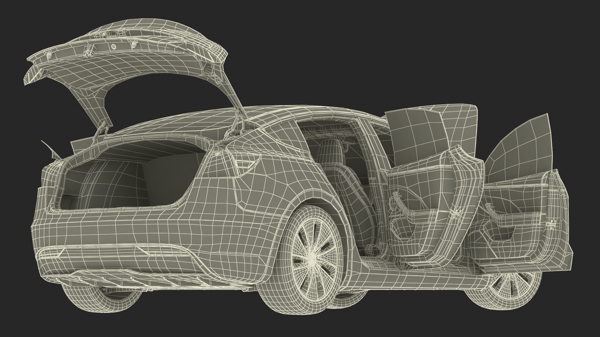 Tesla Model 3 2024 Stealth Grey Rigged for Cinema 4D 3D
