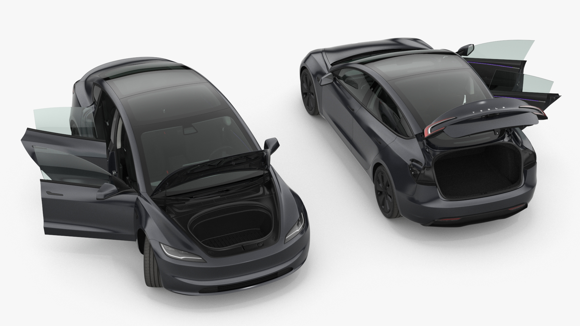 Tesla Model 3 2024 Stealth Grey Rigged for Cinema 4D 3D