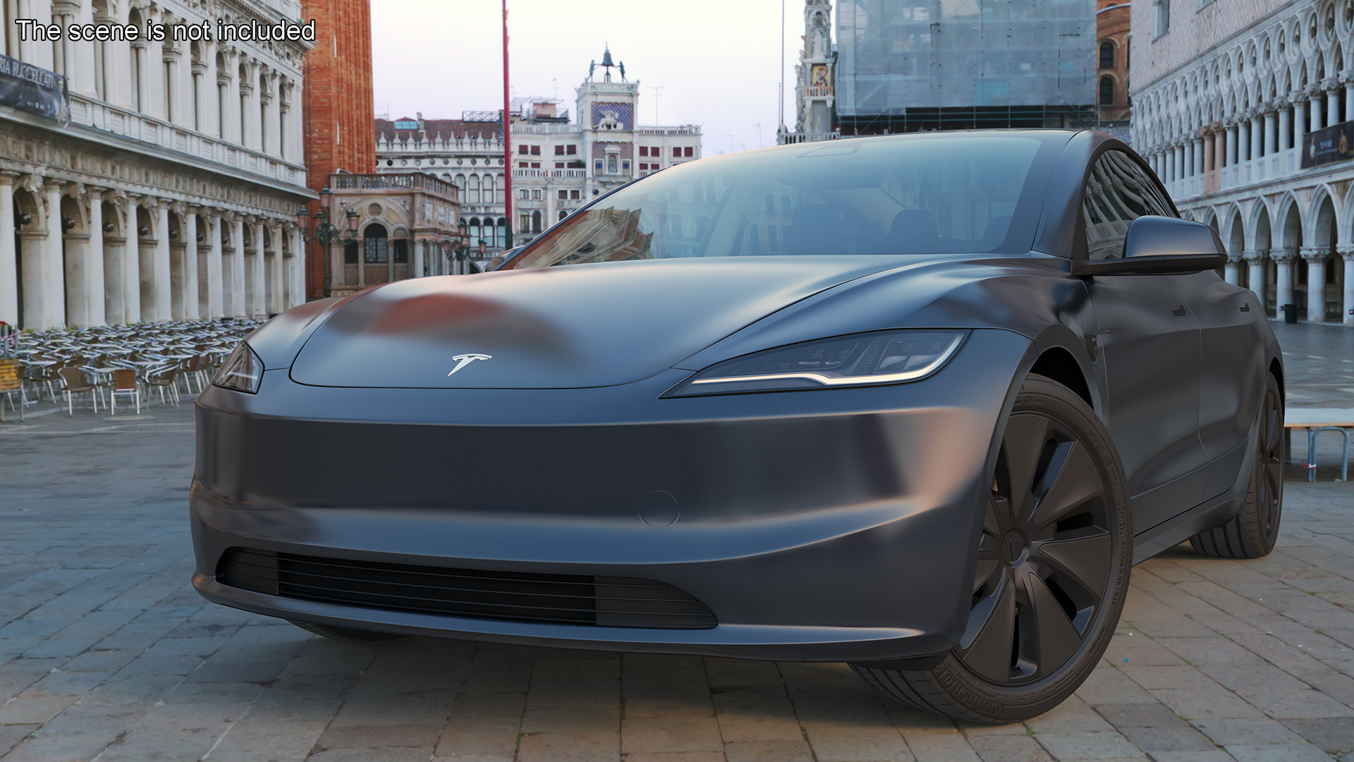 Tesla Model 3 2024 Stealth Grey Rigged for Cinema 4D 3D