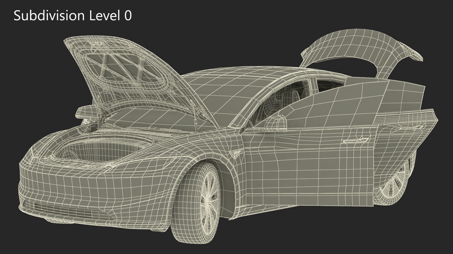 Tesla Model 3 2024 Stealth Grey Rigged for Cinema 4D 3D