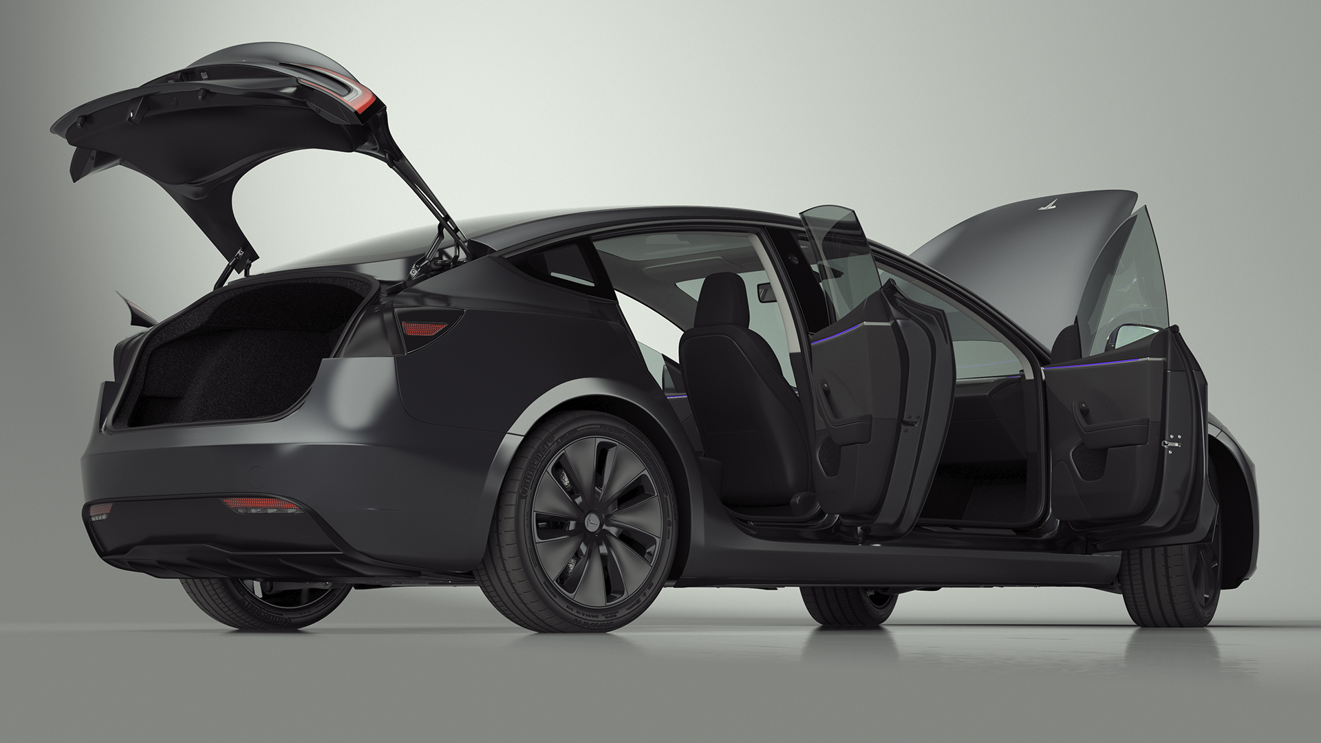 Tesla Model 3 2024 Stealth Grey Rigged for Cinema 4D 3D