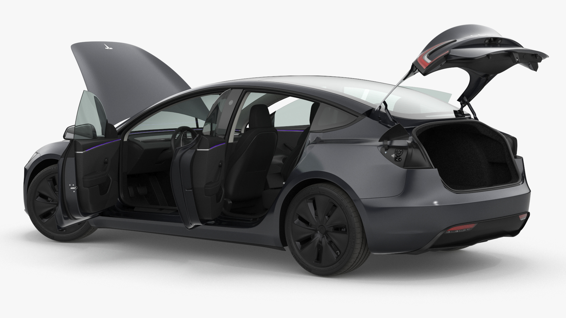 Tesla Model 3 2024 Stealth Grey Rigged for Cinema 4D 3D