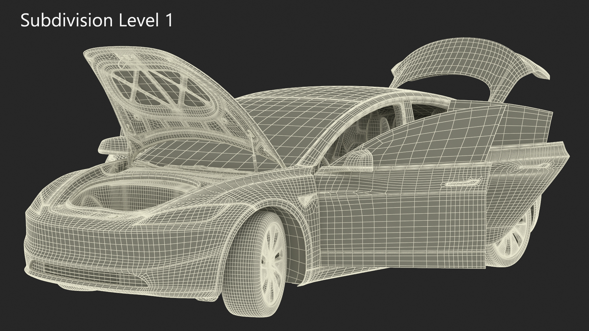 Tesla Model 3 2024 Stealth Grey Rigged for Cinema 4D 3D