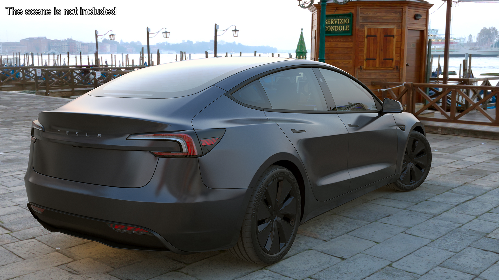 Tesla Model 3 2024 Stealth Grey Rigged for Cinema 4D 3D