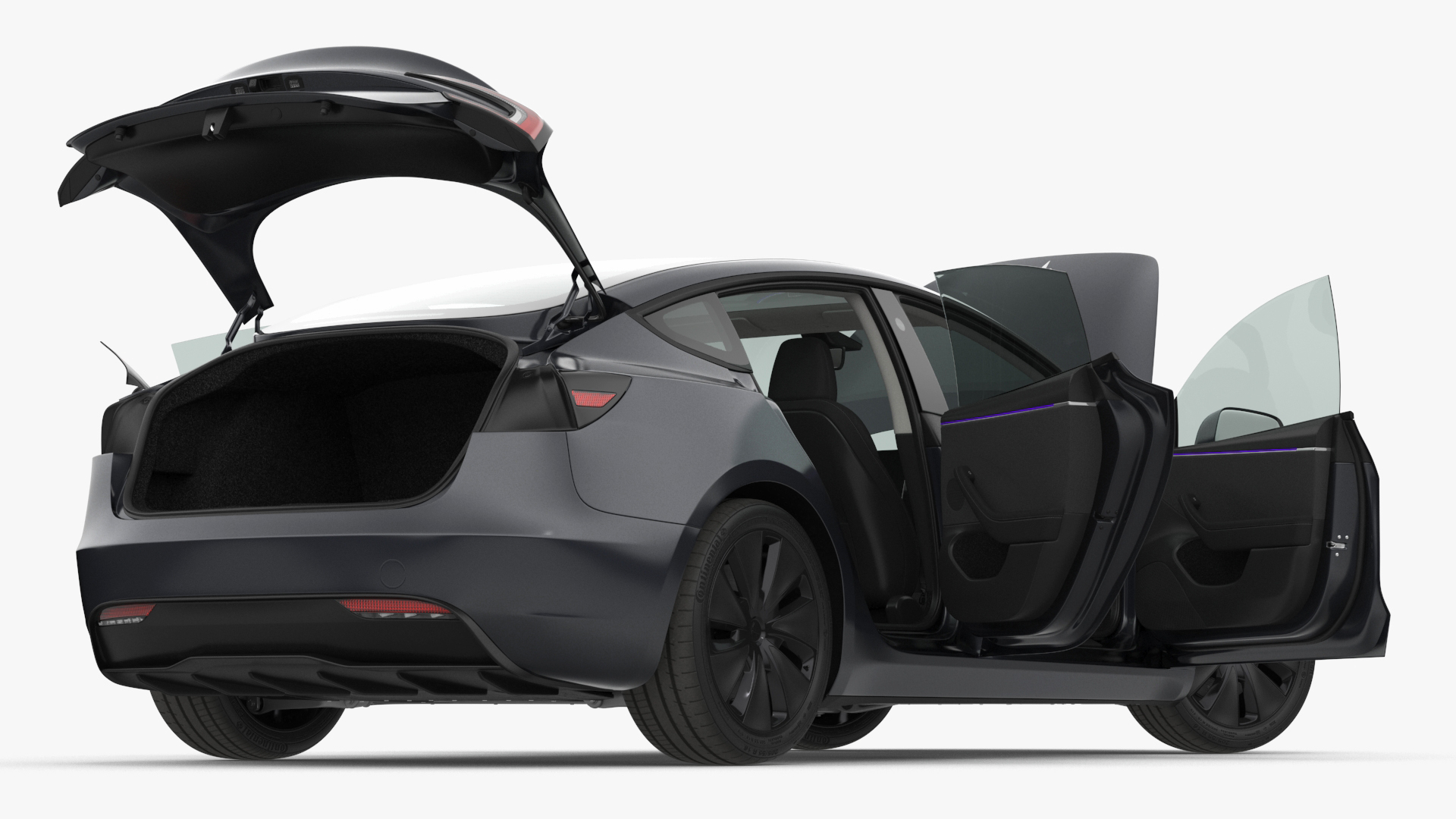 Tesla Model 3 2024 Stealth Grey Rigged for Cinema 4D 3D